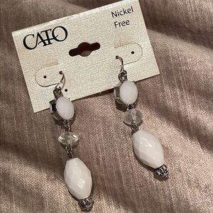 Cato White Dangle Earrings NWOTS